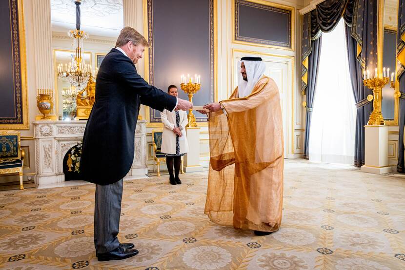 Koning ontvangt geloofsbrieven van ambassadeur Verenigde Arabische Emiraten