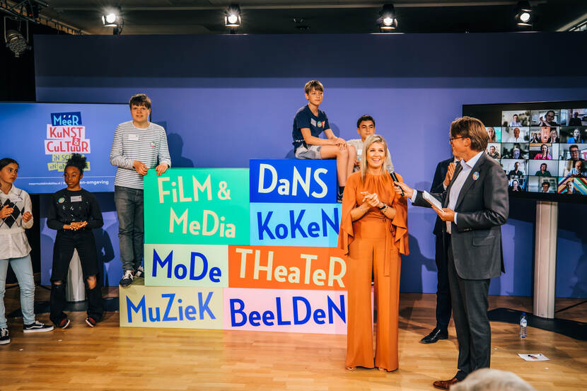 Koningin Máxima spreekt tijdens kick-off van ‘Méér Kunst en Cultuur in School en Omgeving’