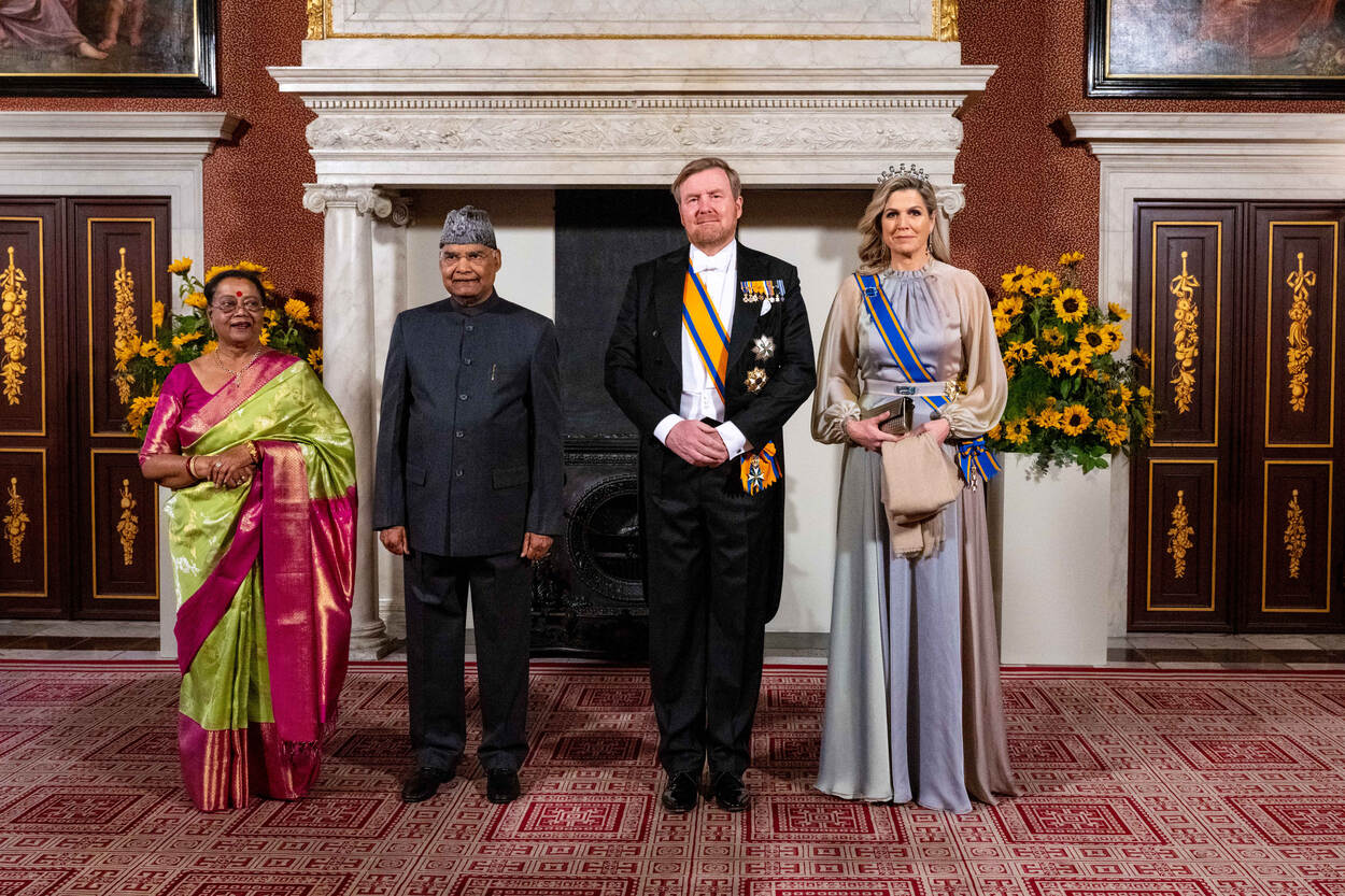 Koning Willem-Alexander, Koningin Máxima, president Ram Nath Kovind van India en zijn echtgenote Savita Kovind