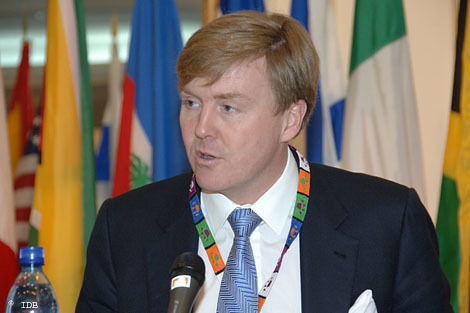 Guatemala-Stad, 18 maart 2007: de Prins van Oranje houdt een toespraak tijdens de jaarvergadering van de Inter-American Development Bank