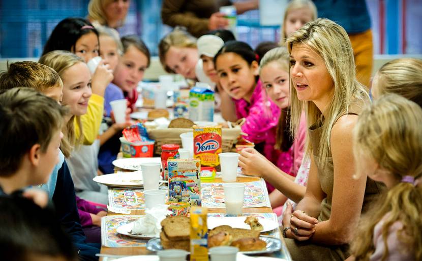 Prinses Máxima bij 10 jaar Nationaal Schoolontbijt