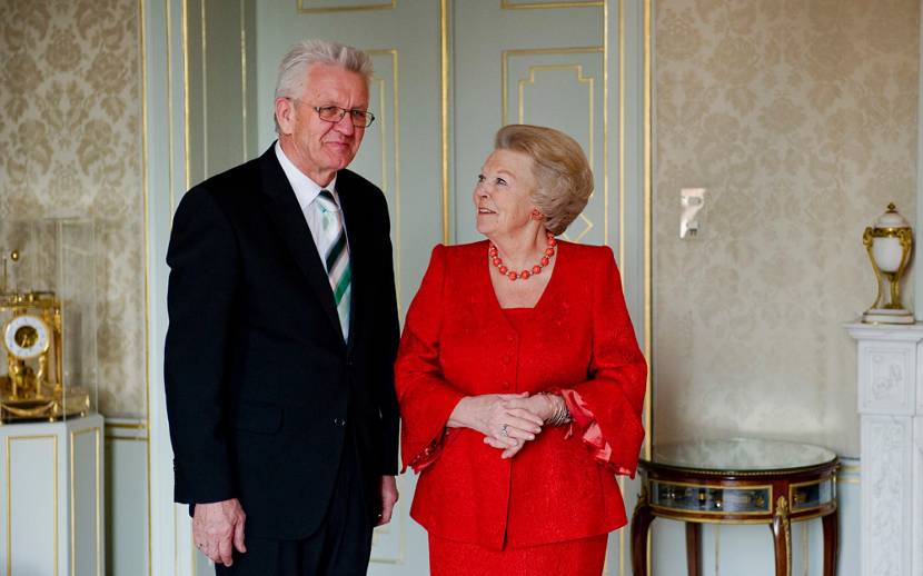 Koningin ontvangt Duitse Bondsraadvoorzitter Kretschmann.