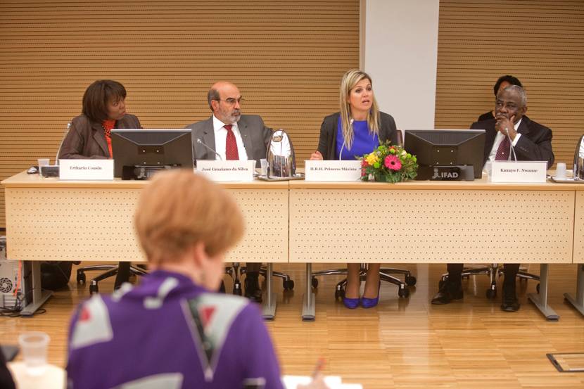 Prinses Máxima spreekt in Rome over financiële dienstverlening in relatie tot internationale voedselproblematiek.