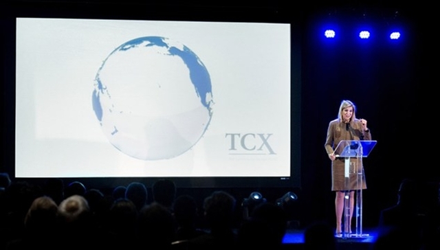 Prinses Máxima houdt toespraak bij conferentie The Currency Exchange Fund.