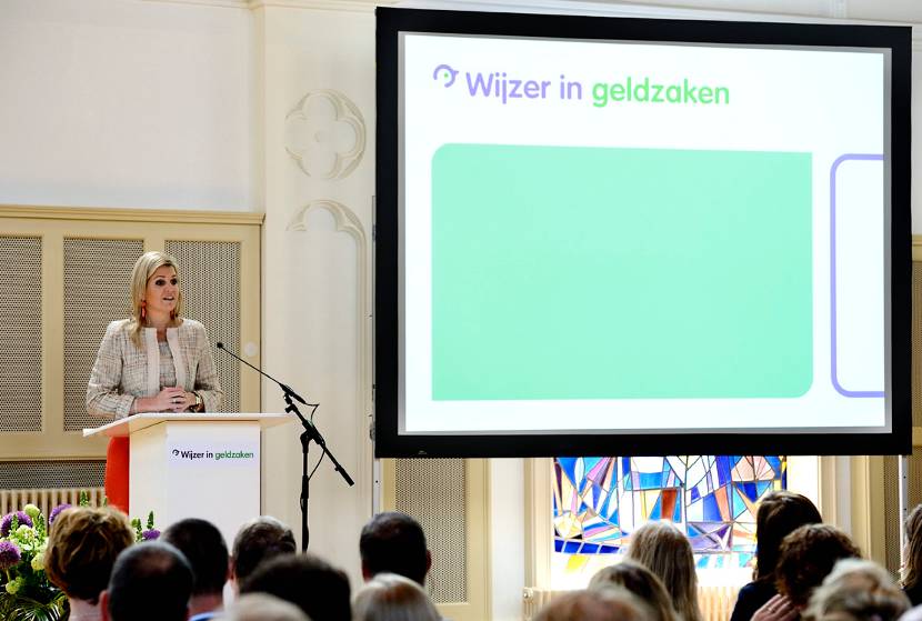 Den Haag, 31 mei 2013: Koningin Máxima spreekt op een symposium van ‘Wijzer in geldzaken’ over het belang van financiële educatie.