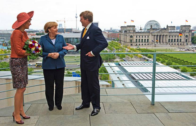 Berlijn, 3 juni 2013: Koning Willem-Alexander, Koningin Máxima en bondskanselier Merkel 