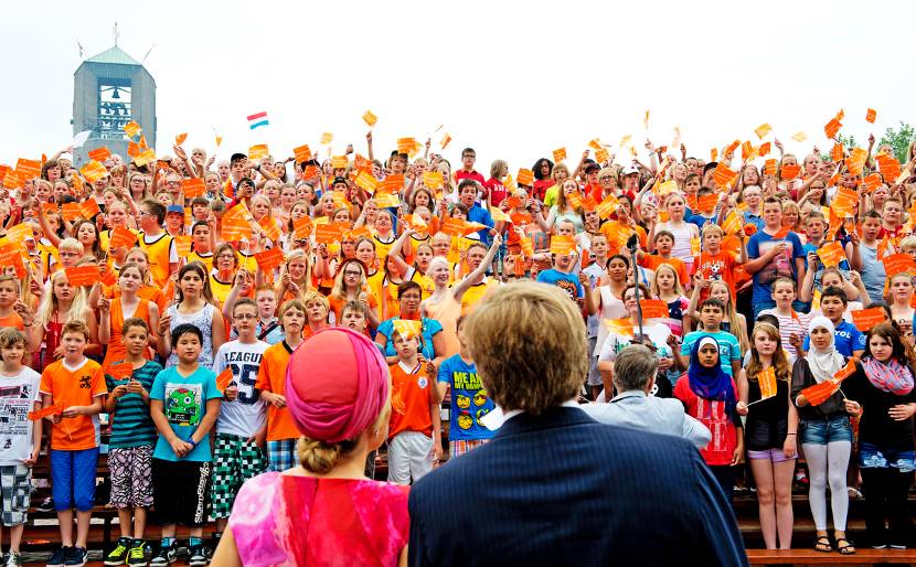 Emmeloord, 19 juni 2013: Koning Willem-Alexander en Koningin Máxima tijdens hun bezoek aan de provincie Flevoland.