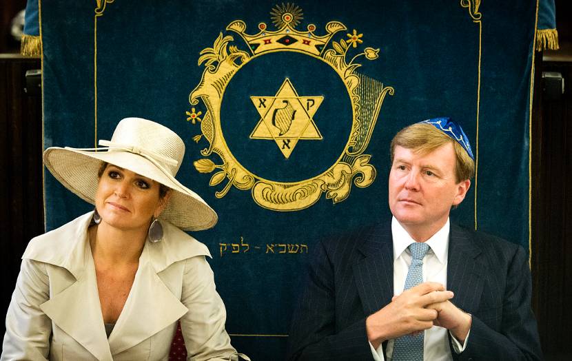 Amsterdam, 8 juli 2013: Koning Willem-Alexander en Koningin Máxima bezoeken de Joodse Gemeente Amsterdam, die 375 jaar bestaat.