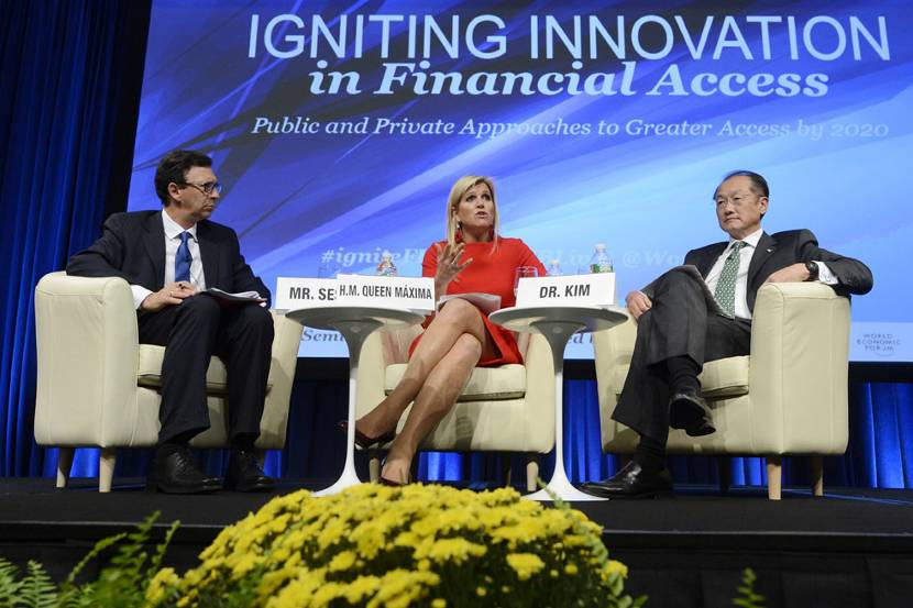 Koningin Máxima bij jaarvergadering Wereldbank Groep en Internationaal Monetair Fonds in Washington.