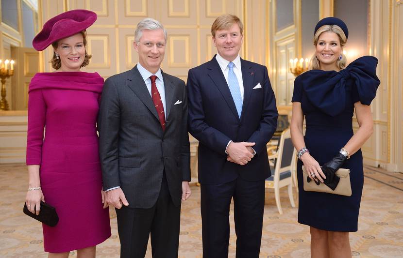 De Belgische Koning Filip en zijn vrouw, Koningin Mathilde, worden ontvangen door Koning Willem-Alexander en Koningin Máxima op Paleis Noordeinde.