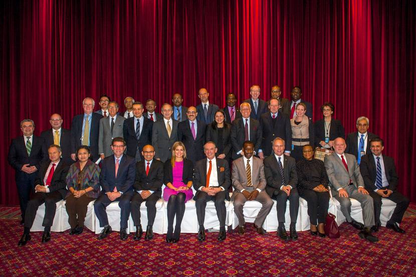 Koningin Máxima bij de eerste bijeenkomst van de 'Group of Friends of Financial Inclusion'. Een informele groep van 32 landen die zelf actief zijn met het verbeteren van toegang tot financiële diensten om ontwikkeling voor lage inkomensgroepen mogelijk te maken. De vriendengroep zet zich in om inclusieve financiering voor ontwikkeling deel uit te laten maken van de Post-2015 agenda, het vervolg op de millenniumdoelen van de Verenigde Naties.