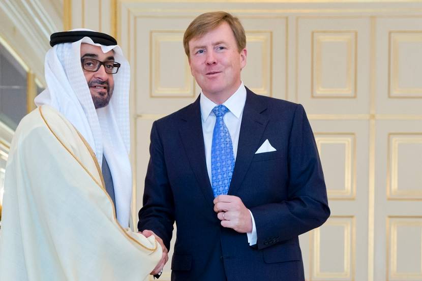 De Koning ontvangt op Paleis Noordeinde en marge van de Nuclear Security Summit de Kroonprins van Abu Dhabi, Zijne Hoogheid Sheikh Mohammed bin Zayed Al Nahyan, in audiëntie