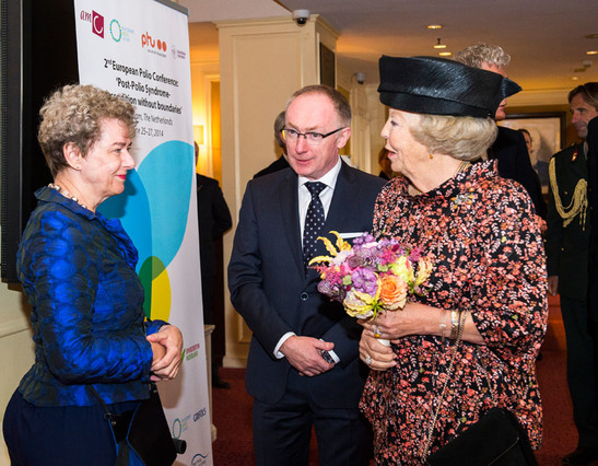 Prinses Beatrix bij opening van Europees Poliocongres