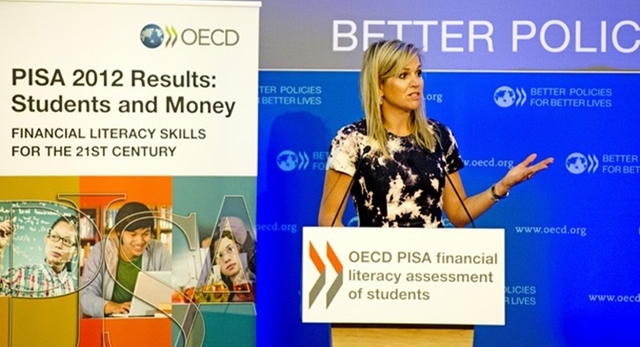 Koningin Máxima spreekt bij OESO bijeenkomst over belang van financiële vaardigheden onder jongeren