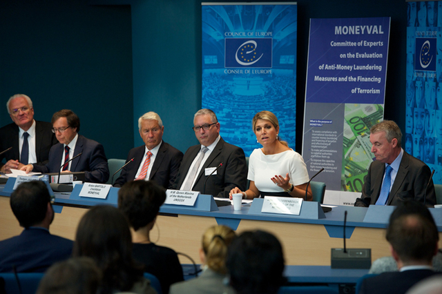 Koningin Máxima spreekt op bijeenkomst van Moneyval in Straatsburg