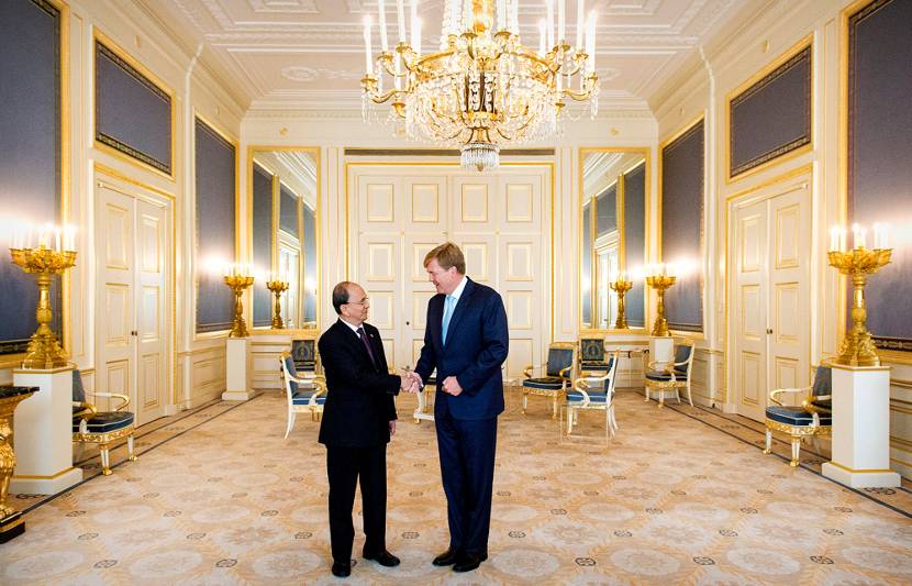 Koning, Koningin en minister-president Rutte ontvangen president van Myanmar