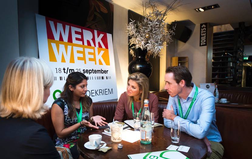 Koningin Máxima bij startevenement van de Werkweek tegen jeugdwerkloosheid