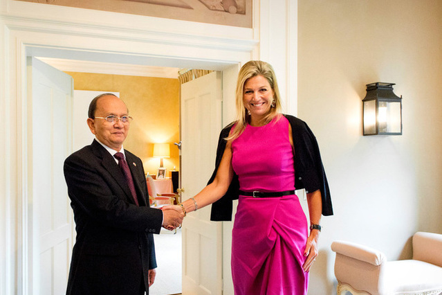 Koning, Koningin en minister-president Rutte ontvangen president van Myanmar