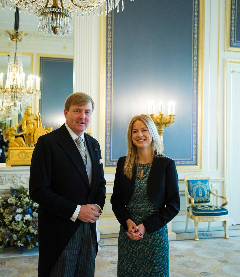 Koning Willem-Alexander en de ambassadeur van Hongarije op Paleis Noordeinde.