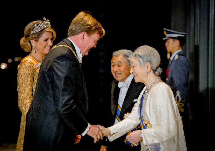 Koning Willem-Alexander, Koningin Máxima, Keizer Akihito en Keizerin Michiko.