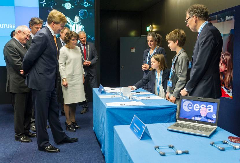 Koning bij viering 50 jaar Europese samenwerking in de ruimte.
