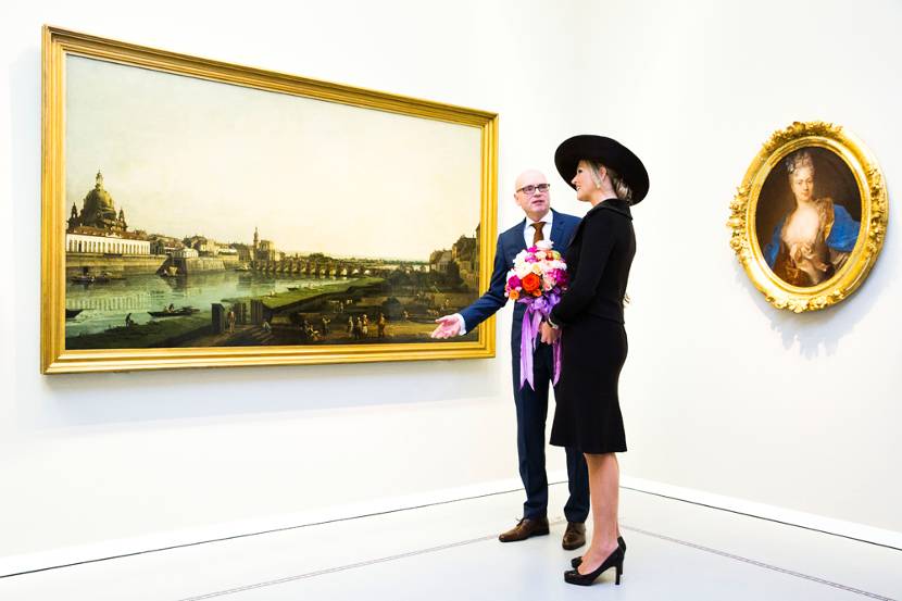 Koningin Máxima opent tentoonstelling ‘Het geheim van Dresden’ in het Groninger Museum.