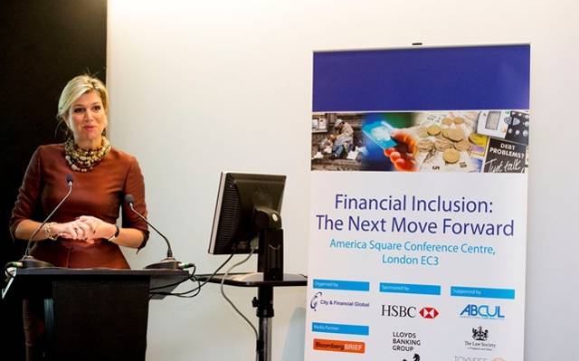 Koningin Máxima spreekt over toegang tot financiële diensten bij conferentie in Londen