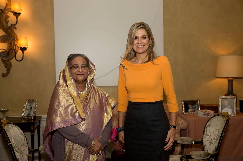 Koningin Máxima ontvangt minister-president Sheikh Hasina van Bangladesh