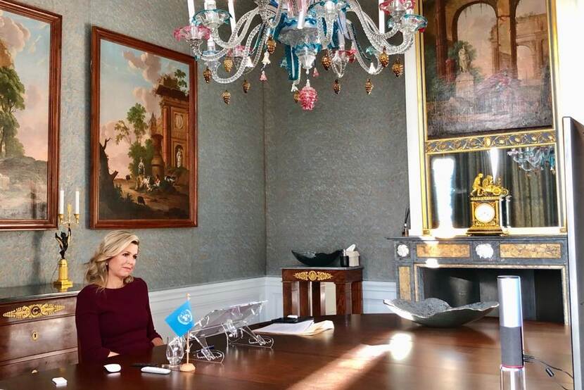 Koningin Máxima bij webinar FAO.