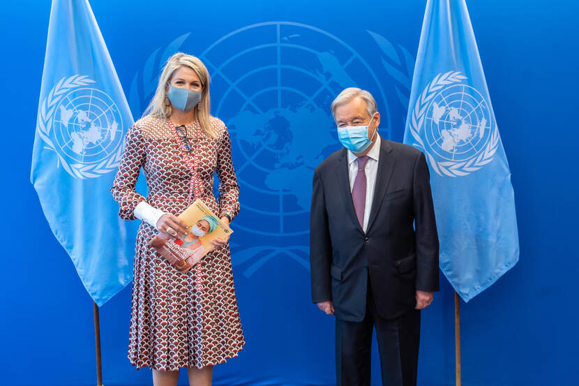 Koningin Máxima en VN secretaris-generaal Guterres