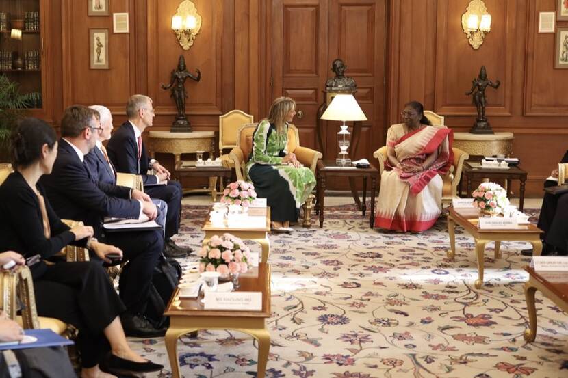 Koningin Máxima spreekt met president Droupadi Murmu van India
