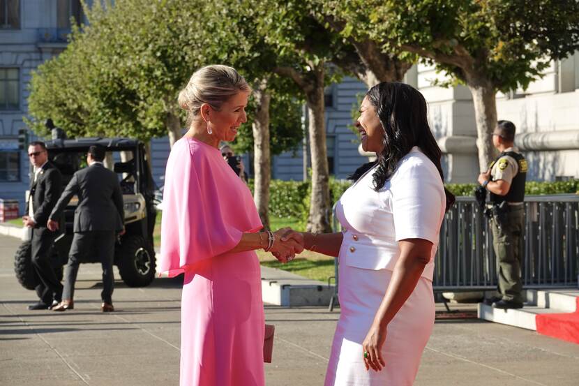 Koningin Máxima ontmoet burgemeester London Breed van San Francisco