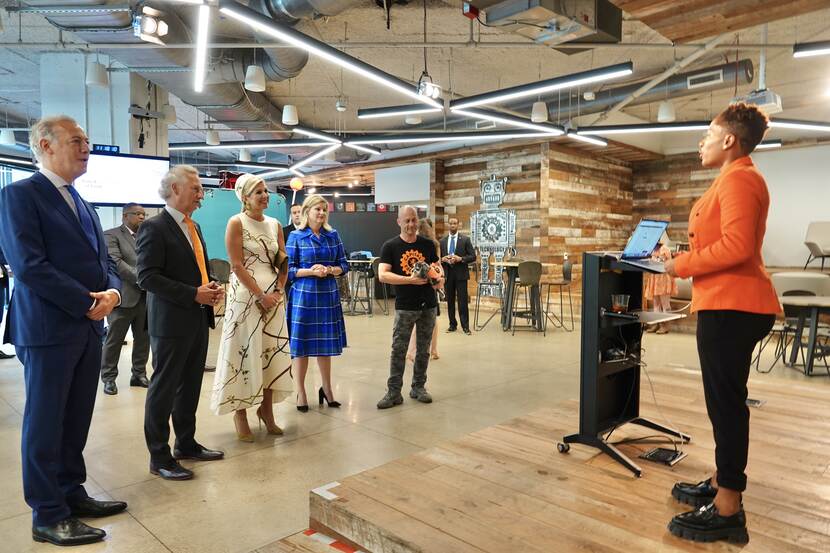 Koningin Máxima bij een evenement met lokale startups, techbedrijven en investeerders