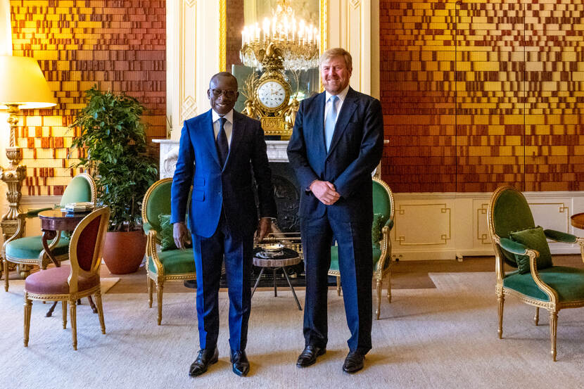 Koning Willem-Alexander ontvangt de president van Benin in audiëntie op Paleis Huis ten Bosch