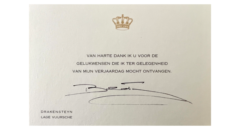 Bedankkaart verjaardag Prinses Beatrix 2023