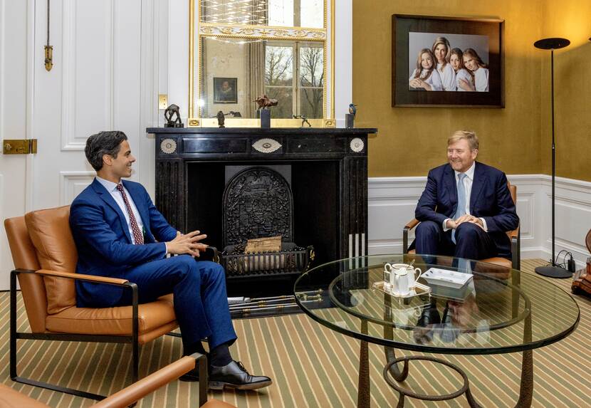Koning en fractievoorzitter D66 Jetten