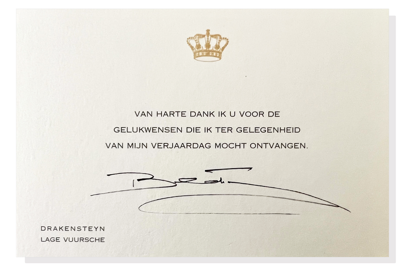 Bedankkaart Prinses Beatrix 2024