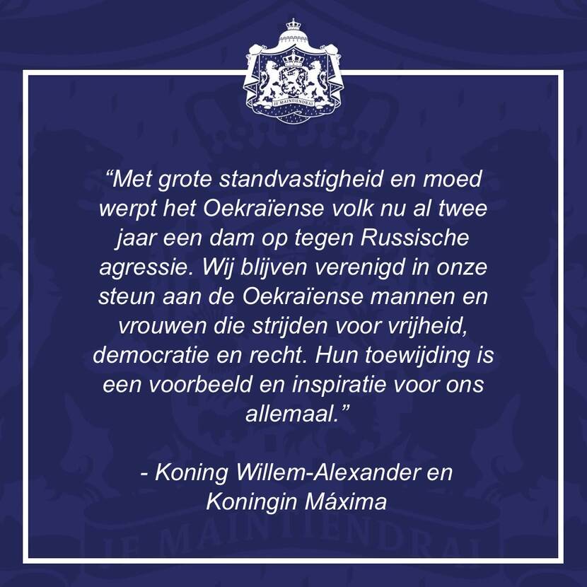 Steunbetuiging van Koning Willem-Alexander en Koningin Máxima aan het Oekraïense volk