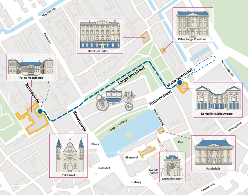 Route Glazen Koets Prinsjesdag