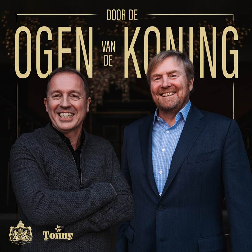 Artwork voor de podcast 'Door de ogen van de Koning' met Koning Willem-Alexander en Edwin Evers.