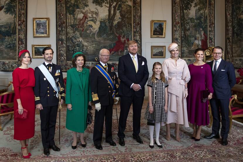 Koning Willem-Alexander en Koningin Máxima met de Zweedse Koninklijke familie
