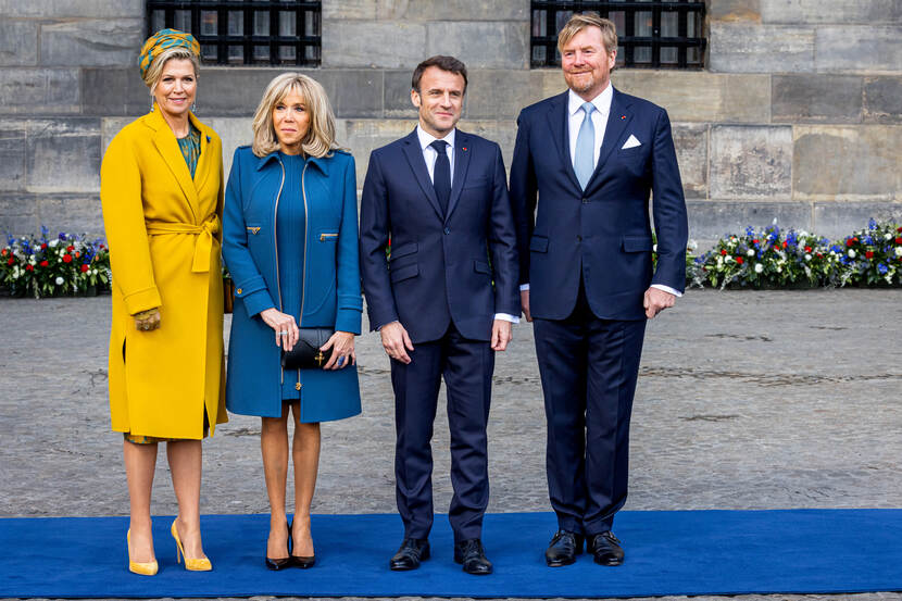 Koning Willem-Alexander, Koningin Máxima, president Macron en Brigitte Macron