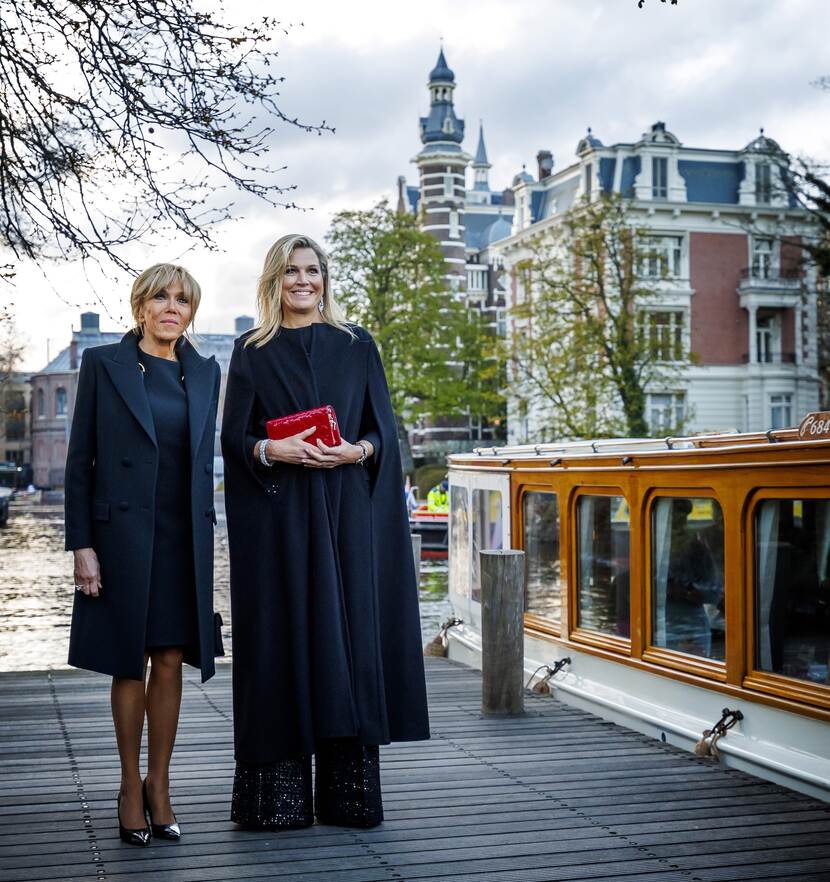 Koningin Máxima en Brigitte Macron in Amsterdam
