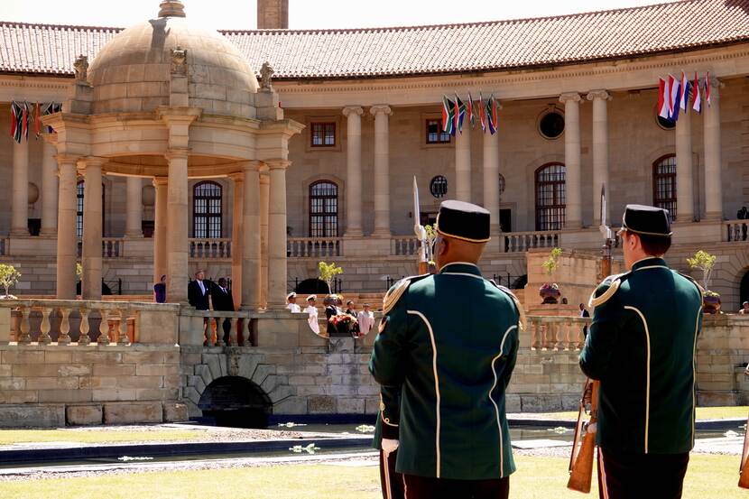 Welkomstceremonie staatsbezoek Zuid-Afrika Koning Willem-Alexander en Koningin Máxima